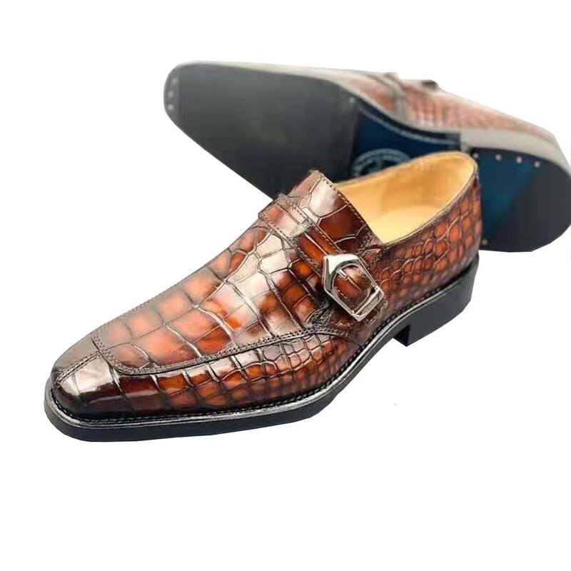 Ouluoer scarpe eleganti da uomo scarpe formali da uomo scarpe da uomo in pelle di coccodrillo scarpe da uomo in coccodrillo colore pennello scarpe da uomo wendding marrone