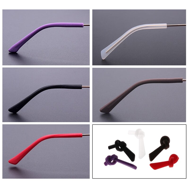 Soft Silicone Anti Slip Kacamata Kacamata Tips Candi Aksesoris Lubang Persegi L4ME