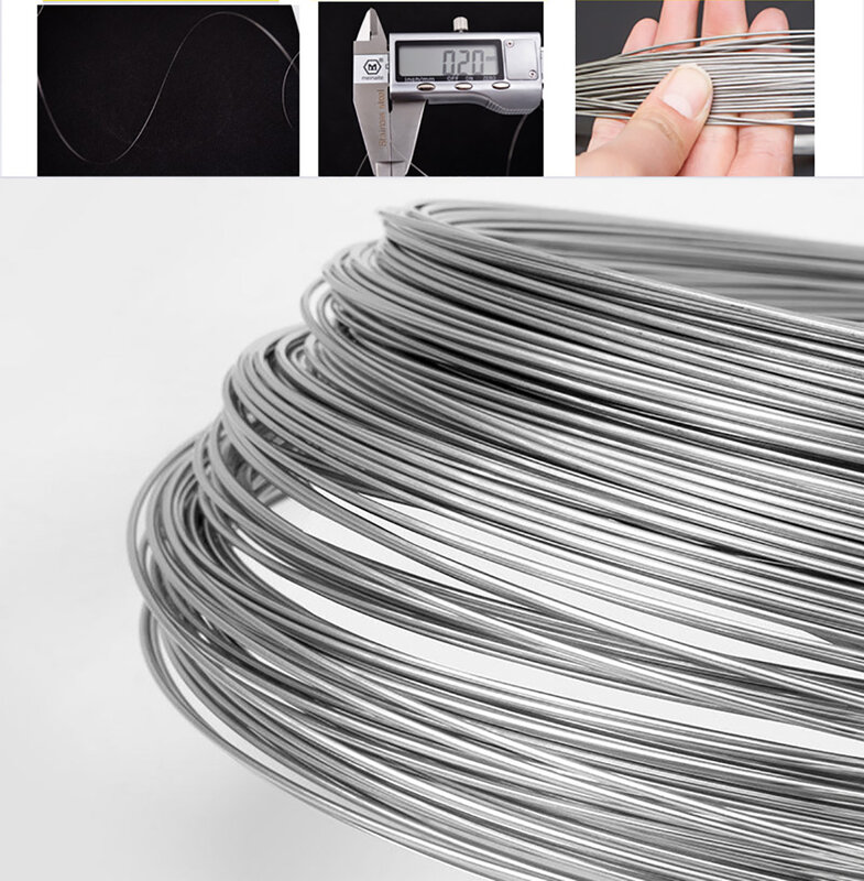 Cable duro de acero inoxidable 100, 0,06, 0,1, 0,2, 0,3, 0,4, 0,5, 0,6, 0,07, 0,8, 316, 1mm, resistente al óxido, hecho a mano, bricolaje