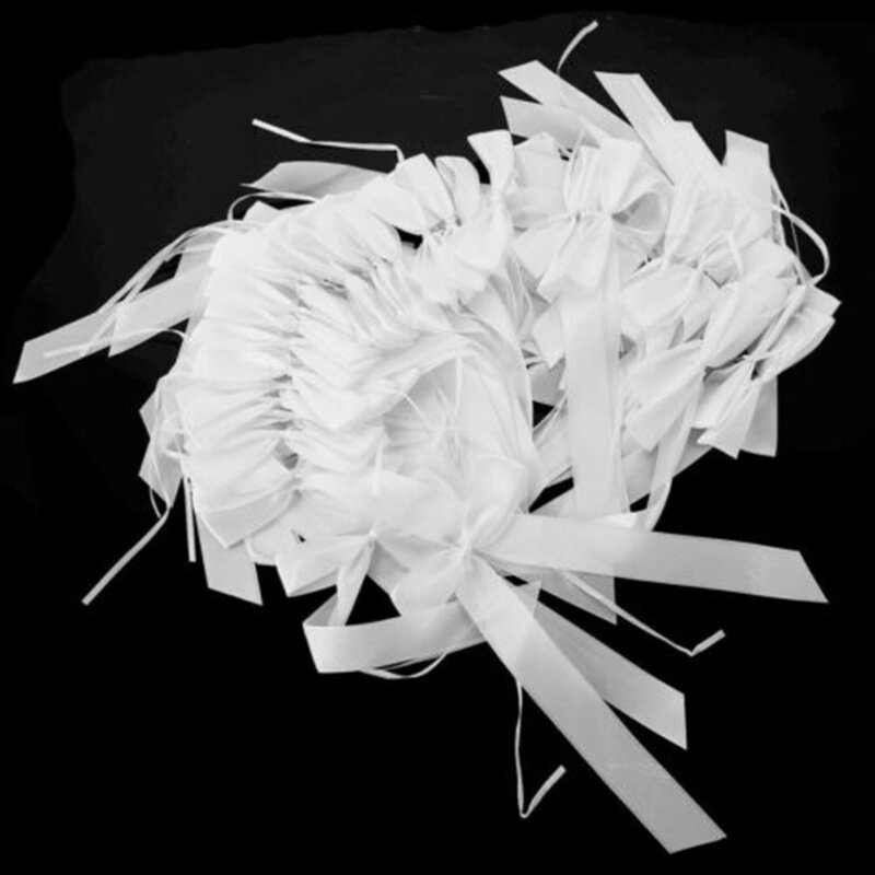 Lazos de cinta blancos para decoración de coche de boda, Kit de lazos para fiesta, 50 unidades, novedad