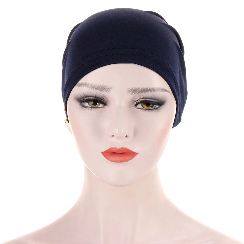 KepaHoo-Stretchy Satin Flower Turbante para Mulheres, Muçulmano Sob Hijab, Hijabs Internos Islâmicos, Chemo Cap, Headwrap de Cor Sólida, Chemo Cap