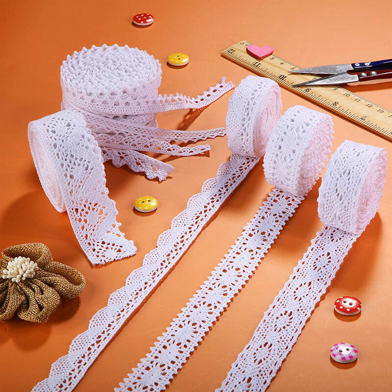 5Yar Katun Renda Pita Potong Antik Putih Krem Kain Crochet Renda Dekorasi Pernikahan Natal Paket DIY Perlengkapan Kerajinan Jahit