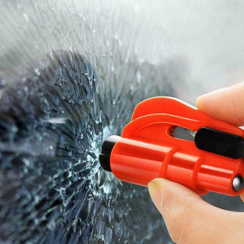 3 em 1 tipo de mola martelo de segurança do carro escapar martelo janela disjuntor soco cinto de segurança cortador martelo chaveiro auto martelo de segurança do carro