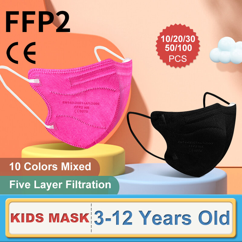 Mascarilla FFP2 para niños, 5 capas Infantil de máscara protectora, transpirable, CE, KN95