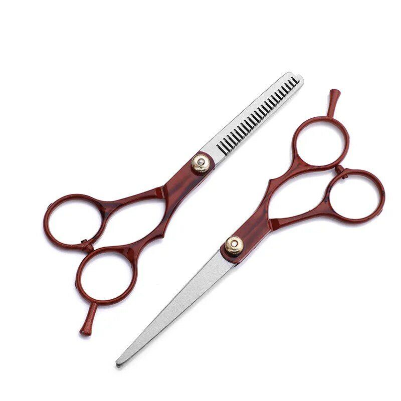 Professional 6.0 Inch Red Hair Scissors Cutting Barber Tools Thinning Scissor Shears Salon Hairdressing Scissors