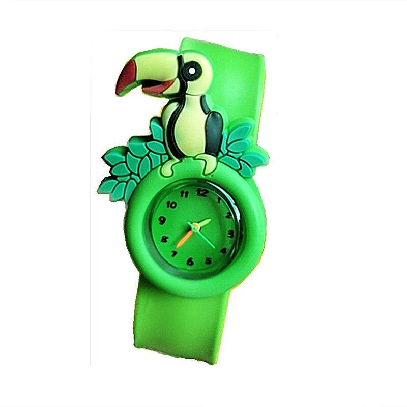 Reloj de cuarzo con forma de pato y pollo para niños, cronógrafo de pulsera con correa de silicona, estilo de dibujos animados, a la moda, regalo de cumpleaños, 1 piezas