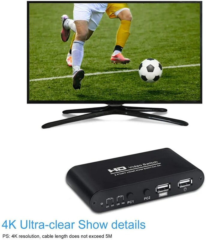 4K x 2K @ 30Hz HDMI KVM 스위처 박스, 2 인 1, 모니터 지원 핫 플러그, YUV 4:4:4 및 3D