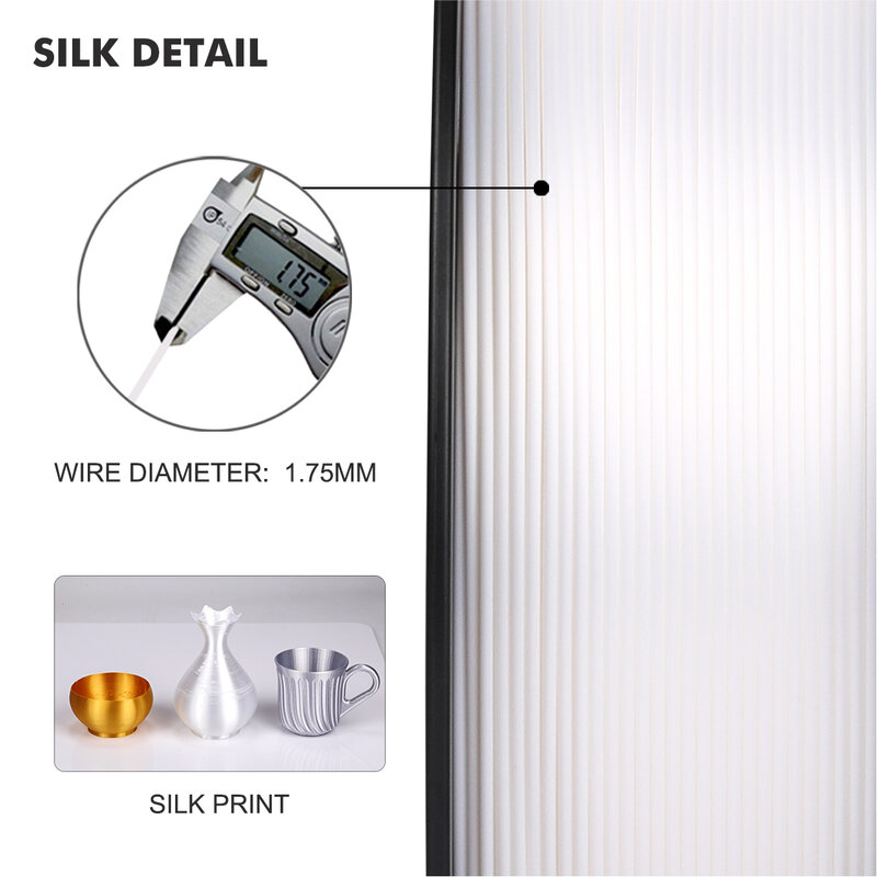 SUNLU-PLA Filamento de seda para impressora 3D, textura livre emaranhada, 100% sem bolha, embalagem a vácuo, várias cores disponíveis, 1kg