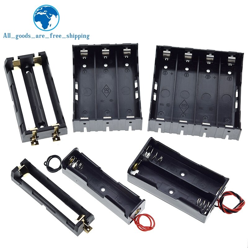 TZT Plastic Standard Size AA/18650 Battery Holder Box Case Black With Wire Lead 3.7V/1.5V Clip 