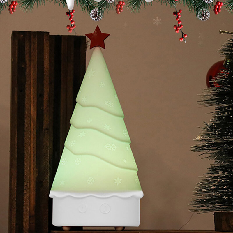 1200Mah Kerstboom Nachtlampje Creatieve Muziek Nachtlampje Siliconen Kleurrijke Nachtlampje Voor Kinderen Slaapkamer Kerstcadeau