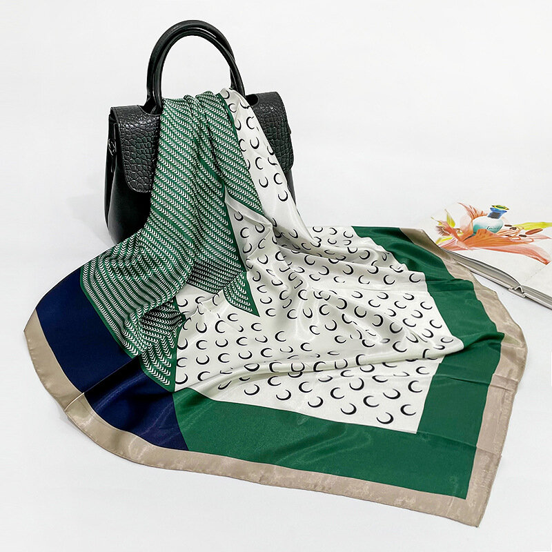 Lenço de seda grande simples e versátil para mulher, xale quadrado, novo lenço, 90x90cm