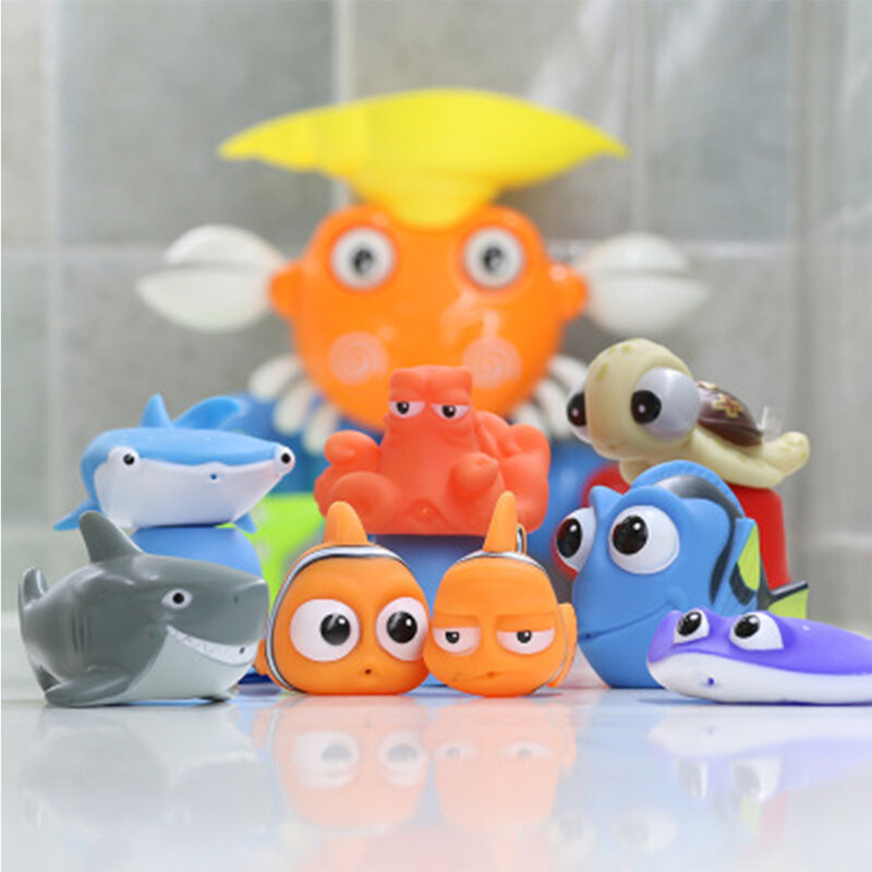 Zabawki do kąpieli dla niemowląt znalezienie Nemo Dory Float Spray Water zabawki do ściskania miękka guma łazienka zagraj w zwierzęta dzieci kąpiel Clownfish Toy