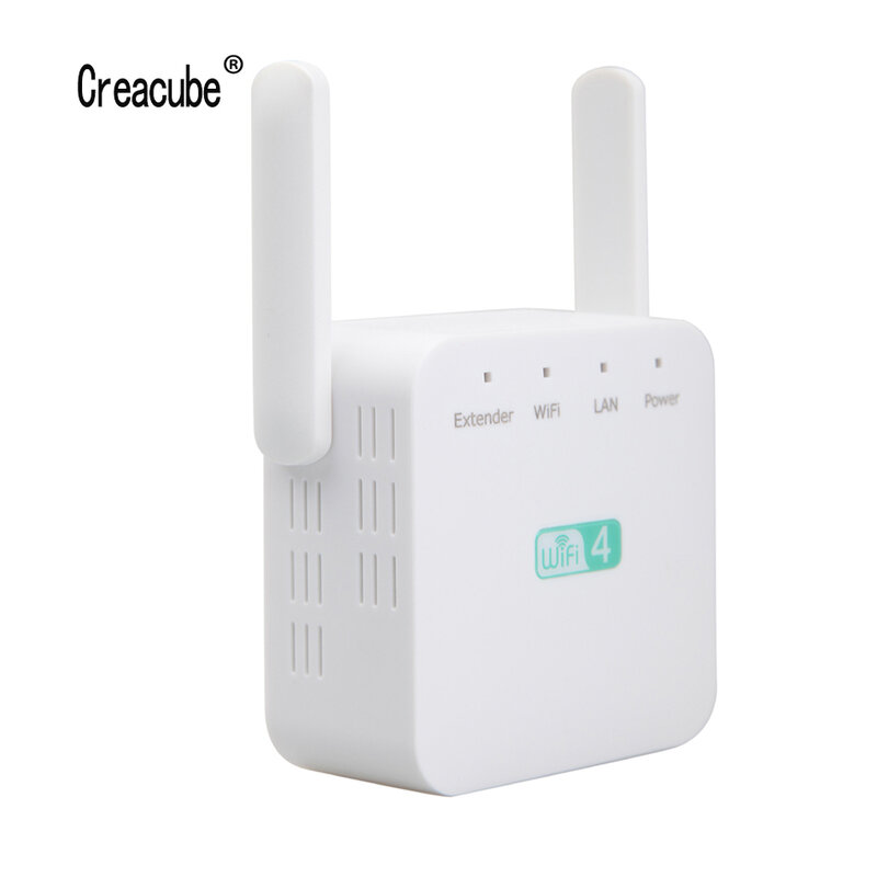 Creacube-Repetidor WiFi Sem Fio, Extensor de Alcance, Amplificador de Sinal Longo, Repiter WiFi, Booster, 300m, 2.4G