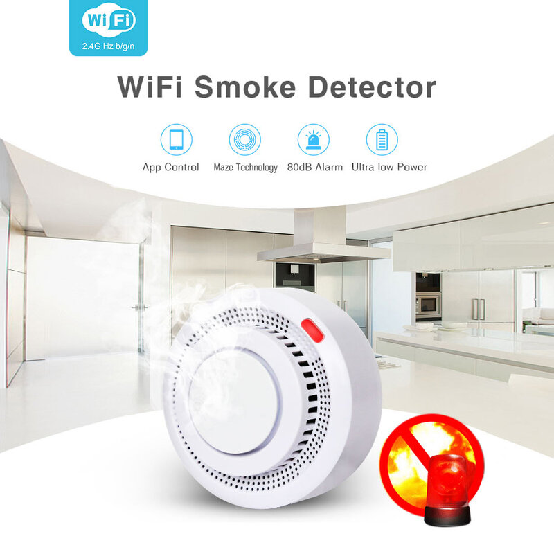 AVATTO Tuya สมาร์ท WiFi เครื่องตรวจจับควัน,Smart Life APP Fire Alarm Sensor Home Security ระบบนักดับเพลิง Smart Home Automation