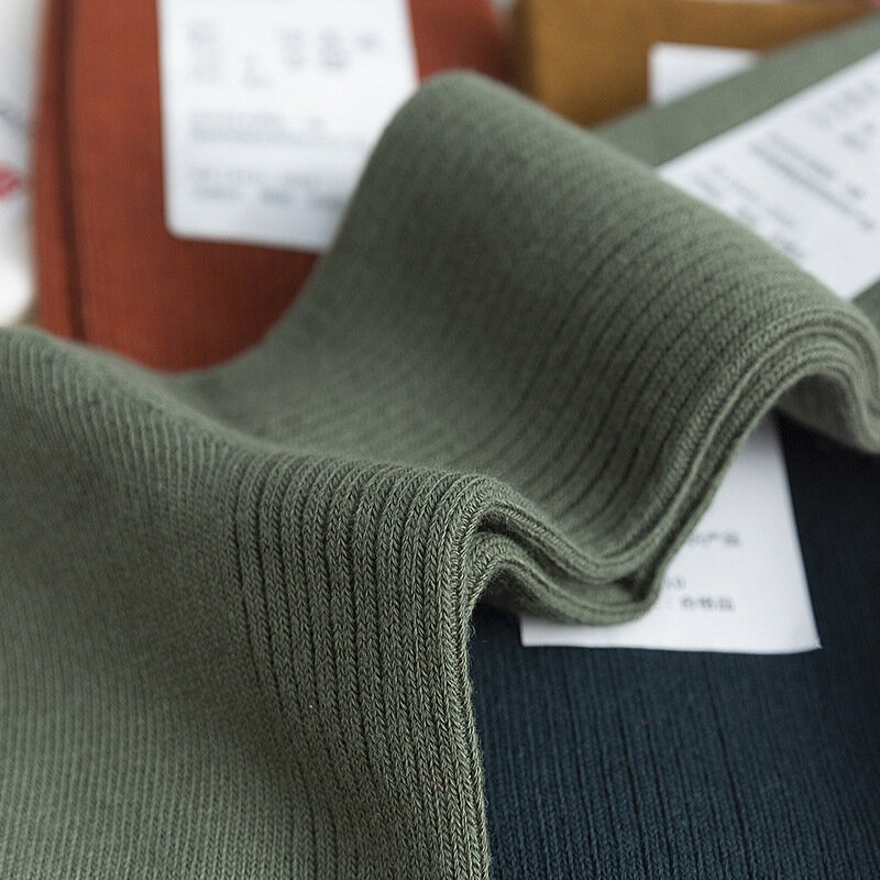 CHAOZHU calzini giapponesi doppi ferri da maglia in cotone a costine sottili da uomo in cotone da lavoro calzini elasticizzati Casual di marca quotidiana