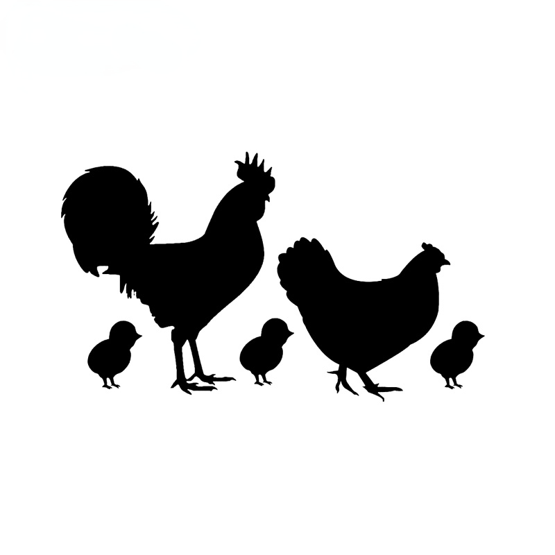 CMCT Stiker Anti Gores Penutup Jendela Keluarga Ayam Aksesori Vinil Kualitas Tinggi 17Cm-10Cm