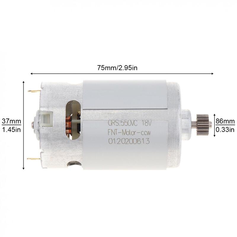 RS550 10.8/12/14.4/16.8/18V 27500rpm DC Motor with Two-speed 11 Teeth High Torque Gears Box for Electric Drill/Screwdriver