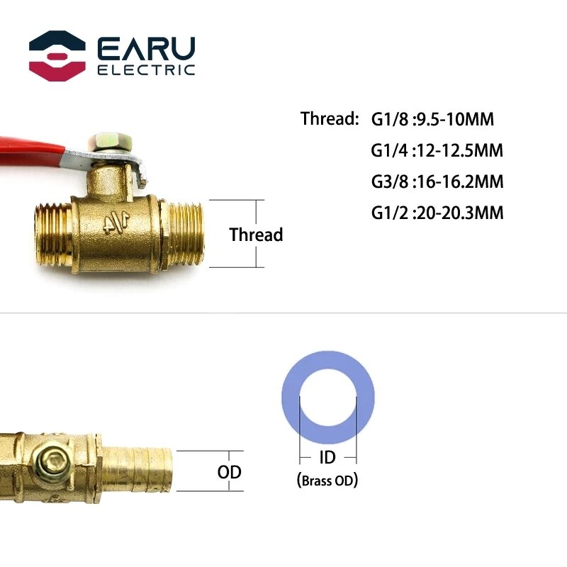 จับ6-12MM ท่อ Barb Inline ทองเหลืองน้ำเชื้อเพลิงแก๊ส Line ปิดวาล์วอุปกรณ์ท่อ pneumatic Connector Controller