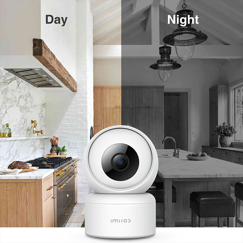 C20 kamera keamanan rumah, WiFi 1080P HD IP dalam ruangan CCTV kamera bayi 360 ° Video pengawasan penglihatan malam Webcam berfungsi dengan Alexa