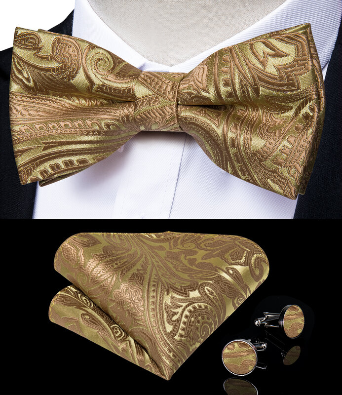 Tirantes de seda de cachemir dorado para hombre, tirantes elásticos de Metal Real, 6 Clips, regalo elegante DiBanGu
