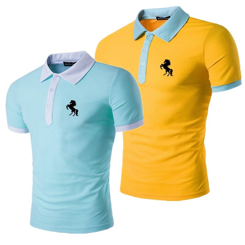 Brand new men's fashion casual short sleeve printed polo shirt