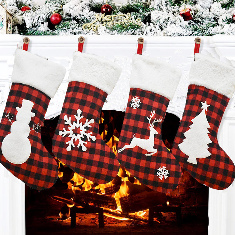 Calcetín de Navidad personalizado, regalo, bolsas de regalo de Navidad, suministros de decoración para fiesta de Navidad de Santa
