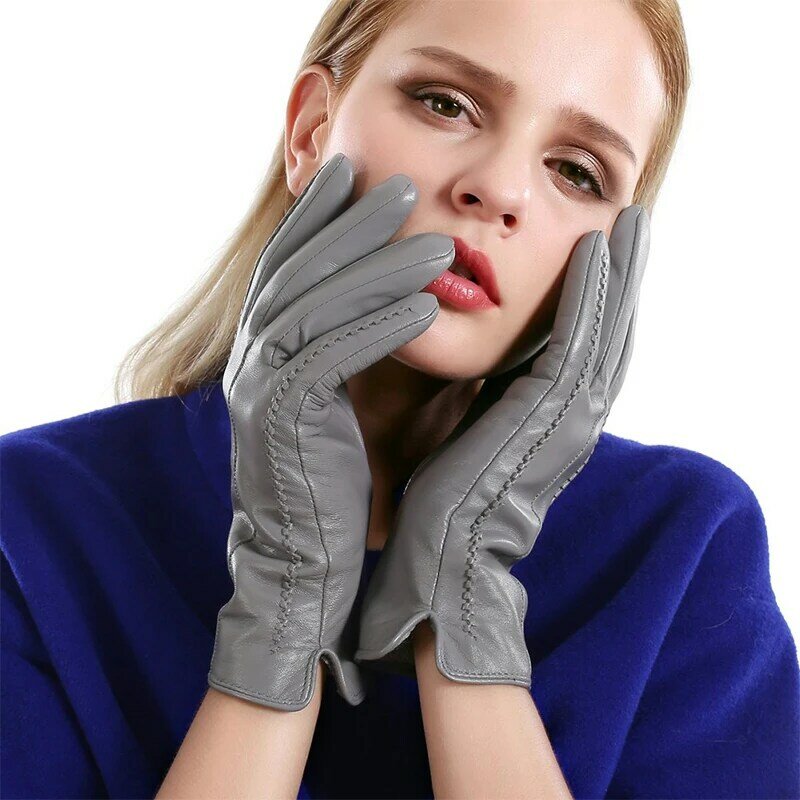 女性のためのファッショナブルな革の手袋,さまざまな色の革の冬の手袋,シープスキン,高品質,新しいコレクションgloves-2226C