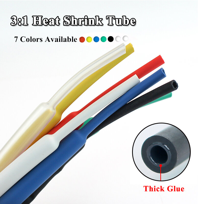 1.6/2.4/3.2/4.8/6.4/7.9/9.5mm Dual Wall Heat Shrink Tube Thick Glue 3:1 Ratio Shrinkable Tubing Adhesive Lined Wrap Wire Kit