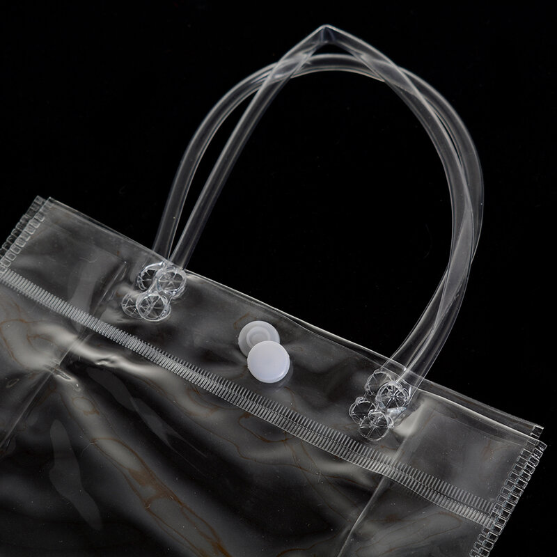 1Pcs wanita jelas tas Tote PVC tas transparan dengan pegangan bahu Pantai Trendi Bolsa De Regalo tas belanja untuk wanita