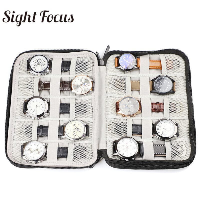 18 slots de viagem relógio organizador caixa de relógio caso titular pulseira de armazenamento caso para apple relógio pulseira caixa dupla camada