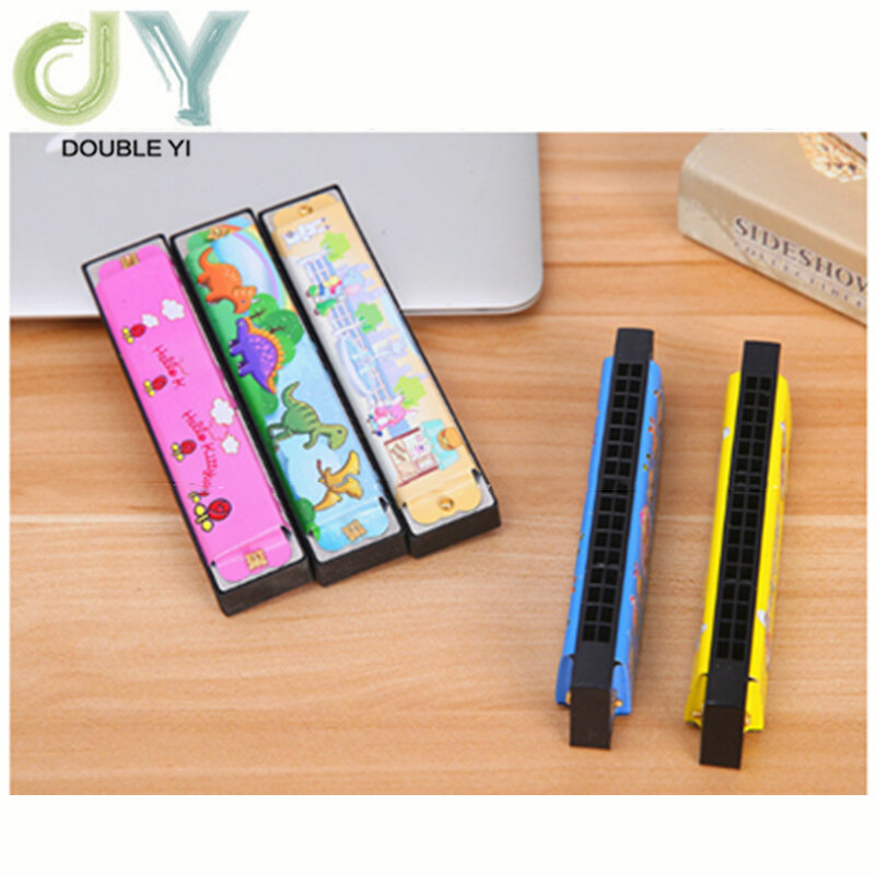 Metal cartoon double row 16 hole harmonica children's enlightenment playing musical instruments baby early education educational