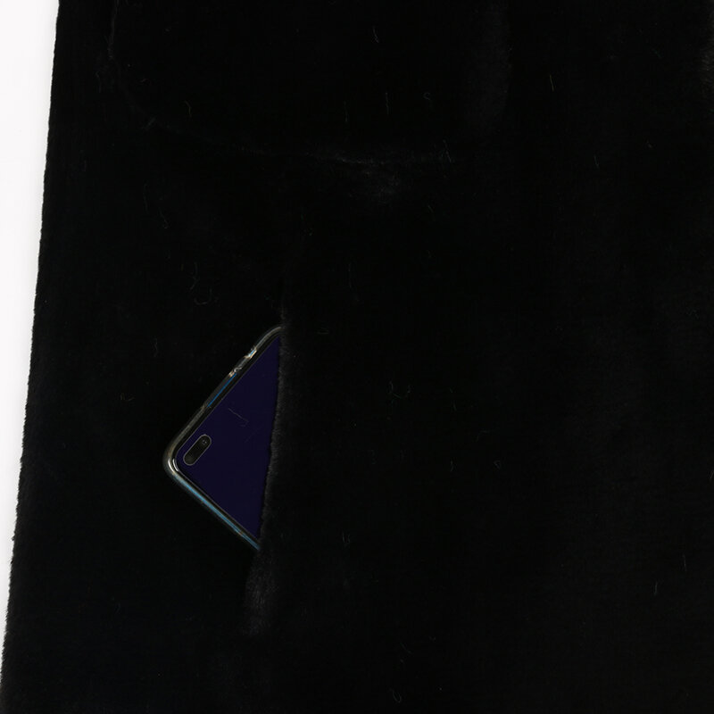 معطف شتوي طويل وردي ساخن من nerazurri للنساء مصنوع من الفرو وسترة سوداء ناعمة ودافئة وفضفاضة أنيقة على الموضة الكورية لعام 2022