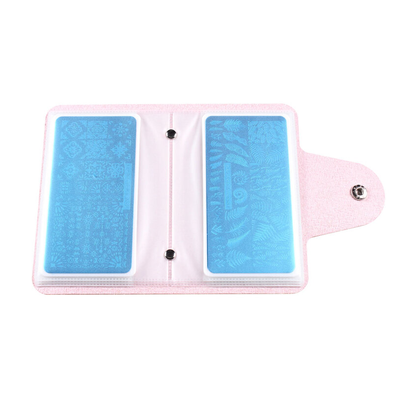 Nail Art Stamp Plate Organizer Pink/Purple/Red 20Slots Stamping Plates Holder Storage Bag Durable PU Leather Cases Stamp Bag