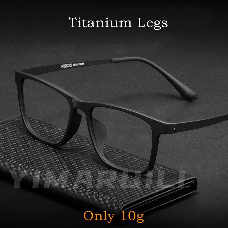 YIMARUILI 초경량 패션 사각 편안한 대형 안경, 순수 티타늄 광학 처방 안경 프레임, HR3068