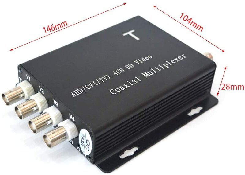 100M(328 pies) 4 canales de vídeo multiplexor, señal de vídeo HD sobre Cable Coaxial, compatible con cámaras Hikvision HD TVI (HD-TVI)