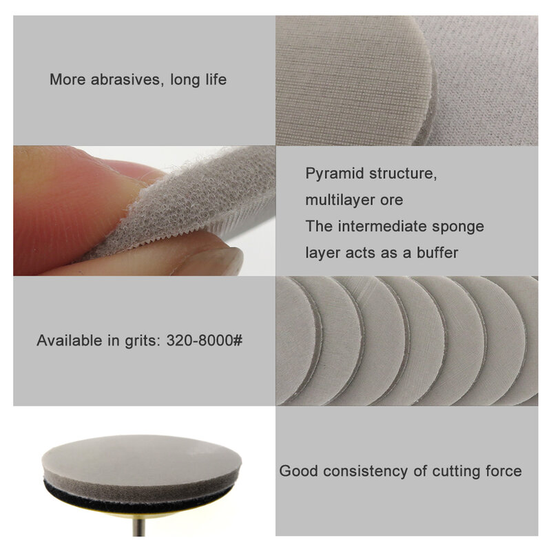 Disco de espuma Trizact Hookit de 5 pulgadas y 125mm, disco de lija de esponja húmeda y seca, tapón lijado de grano 320-8000, herramientas abrasivas