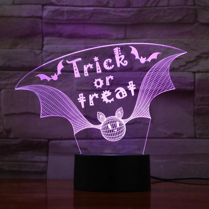 Dolcetto o scherzetto luce notturna 3D scrivania tavolo illusione decorazione lampada festa compleanno regalo di Halloween 791