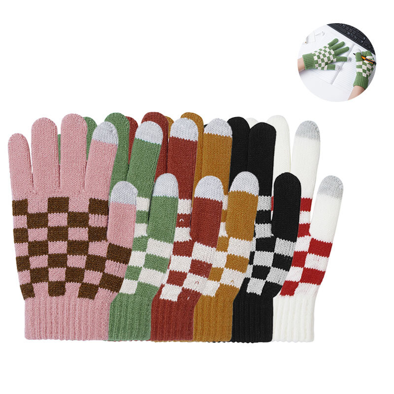 Zimowe ciepłe rękawiczki z dzianiny pełne rękawiczki z palcami Unisex dla dorosłych dzieci rozciągliwe ciepłe grube odkryte kolarstwo sportowe rękawiczki do jazdy