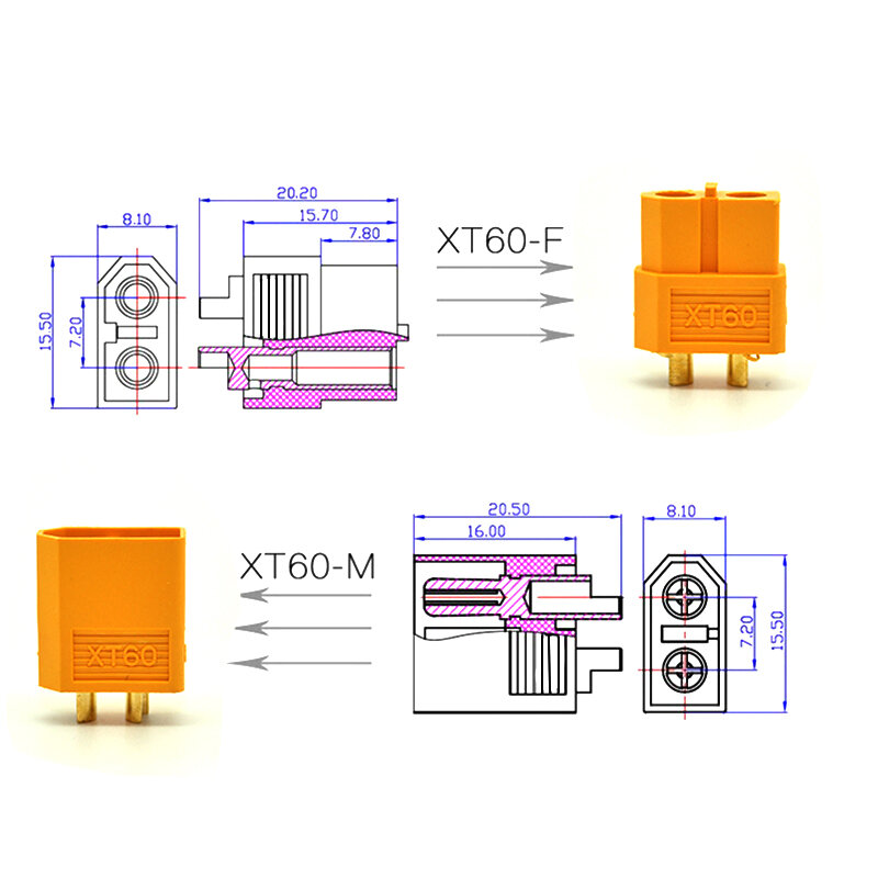 Ensemble de connecteurs de batterie, 5/10/30 paires, compte 60H, compte 90, EC2, EC3, EC5, prise T, mâle, femelle, gels plaqués or, pour pièces RC