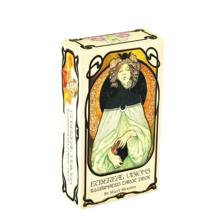HOT 400สไตล์ Tarot การ์ด Oracle Golden Art Nouveau สีเขียวแม่มด Universal Celtic Thelema Steampunk Tarot Board Board เกม