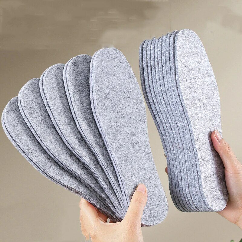Thicken Wool Felt Thermal Insole Breathable Winter Keep Warm Boots Pad Sole Men Women Sweat Absorbent Insert