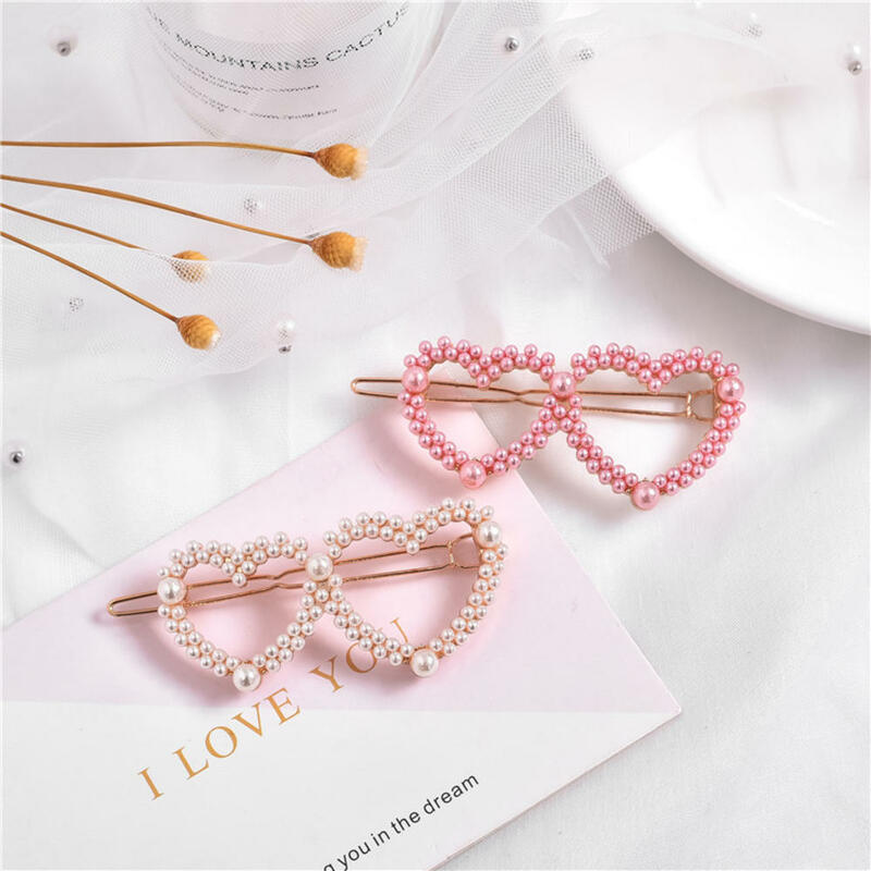 Hot Sell Pink Pearl Hair Clips For Girls Rhinestone Snap Hairpins For Women Hairgrips Barrette Adult Hair Accessories