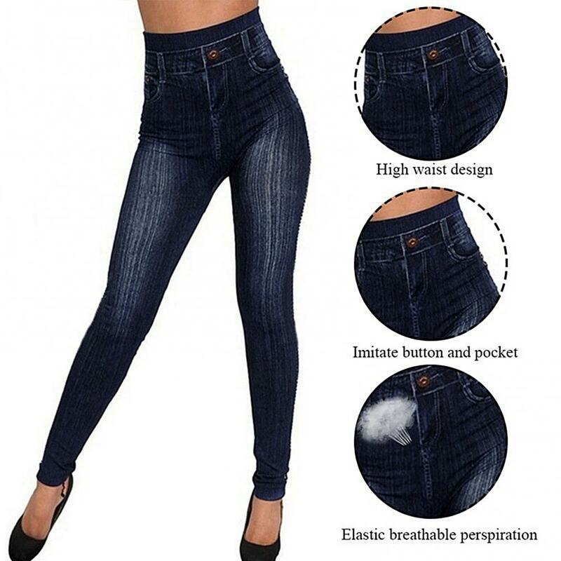 Pantalones vaqueros de cintura alta para mujer, Leggings sin costuras con botones, ajustados, 2022