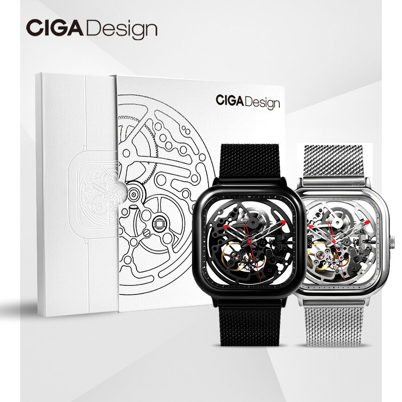 CIGA Design pour hommes, montre mécanique, ajourne automatique, carré, à la mode