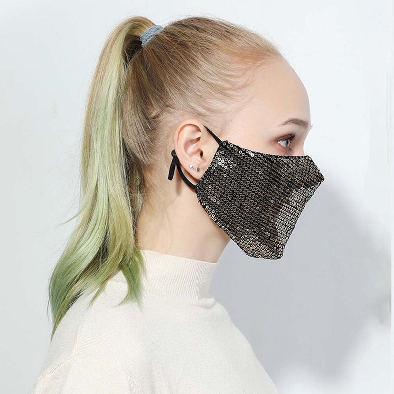 Mascarillas para cubrir la cara, moda de algodón con lentejuelas, máscara antineblina que mantiene el calor, respirador respirable unisex para la boca, lavable