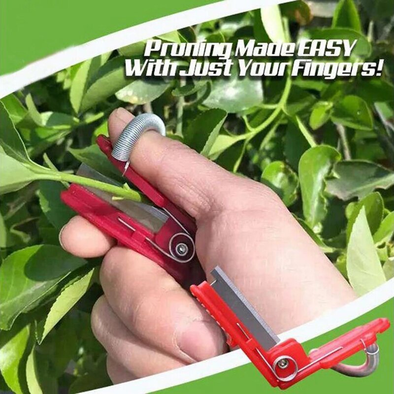 Cuchillo de pulgar multifuncional rojo, herramienta de hoja de fruta segura, podadora de jardín, dispositivo de recolección de fruta, hoja de corte, anillos, Protector de dedos