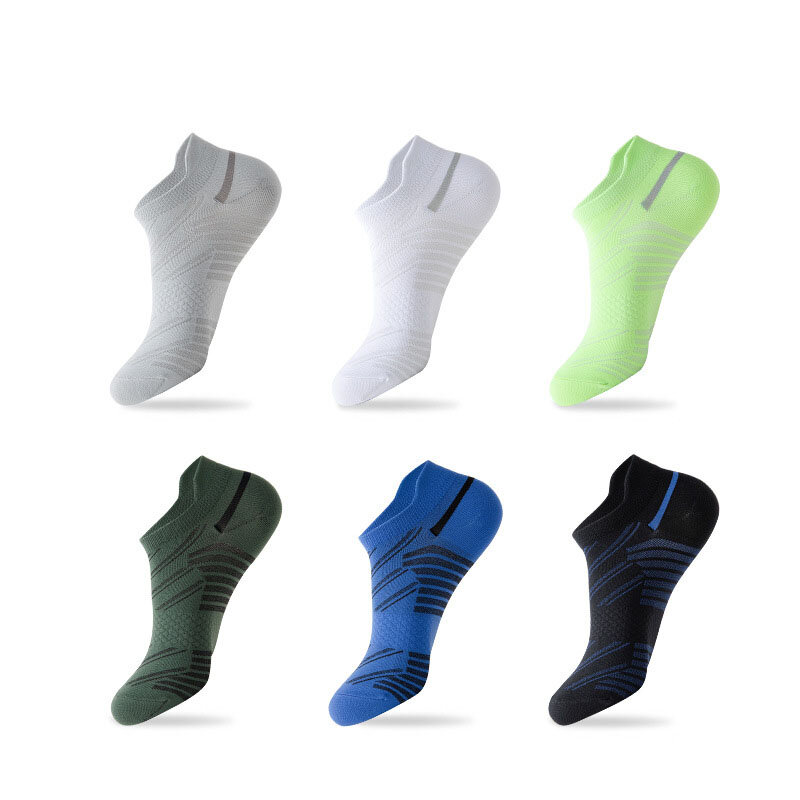 5 Pairs Autumn Athletic Sport Ankle No Show Socks Men Cotton Bright Color Mesh Breathable Invisible Outdoor Travel Socks