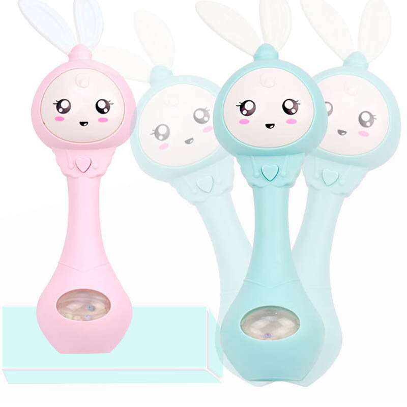 Baby Musical Hand Shaking Rattle Toy Musical Flashing Light Early Educational Toys Infant Hand Bells Rattles