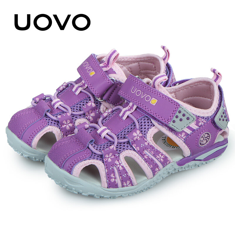 UOVO 2024 детская обувь модная детская обувь для девочек с вырезами на липучке летние пляжные сандалии размер 26-36