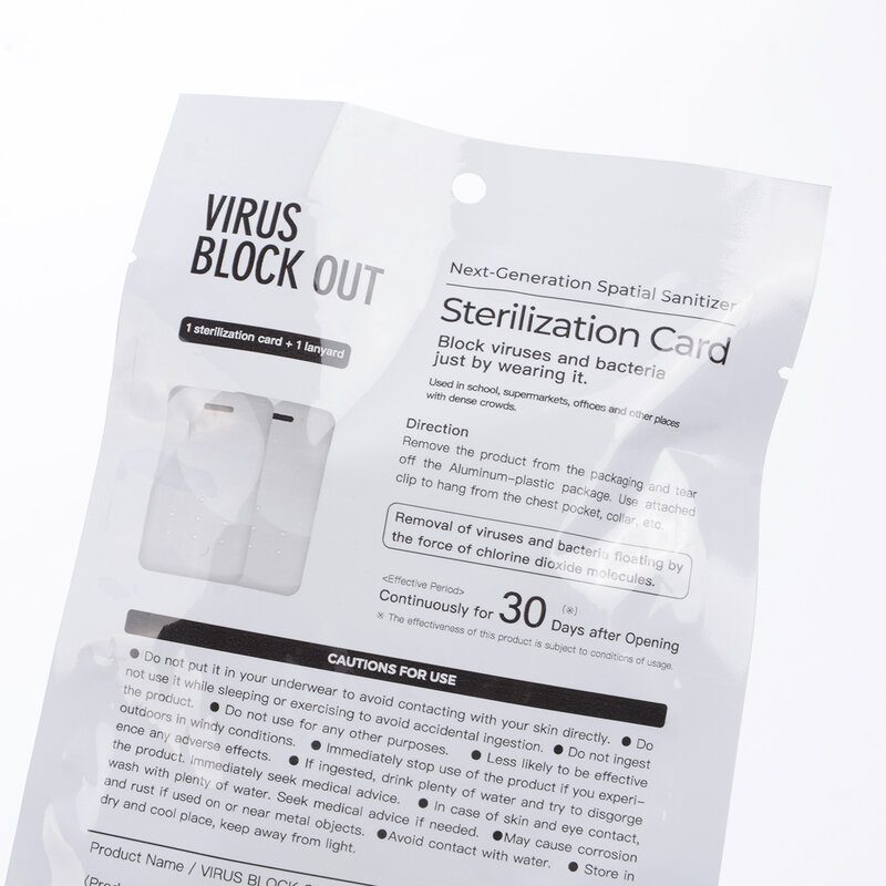 O dióxido de cloro portátil montado no pescoço do cartão da desinfecção 99% das bactérias remove a esterilização inodora pequena e clara